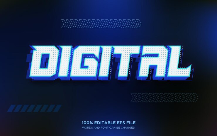 Vector efecto de estilo de texto editable 3d digital cibernético