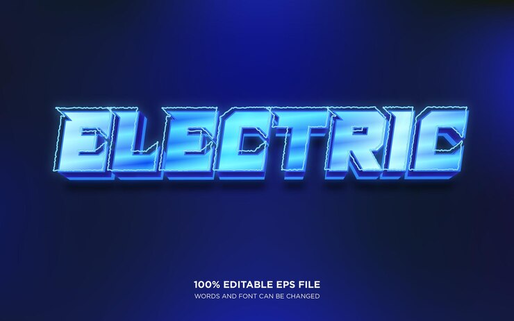 Vector efecto de estilo de texto editable 3d eléctrico
