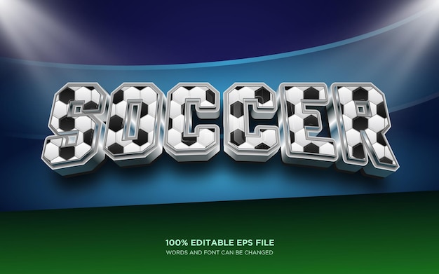 Efecto de estilo de texto editable 3D de fútbol