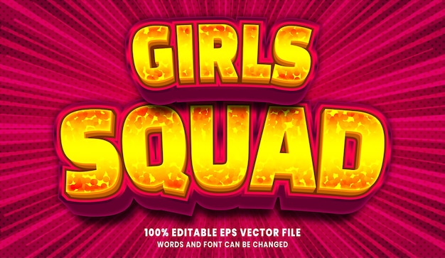 Efecto de estilo de texto editable 3d de girls squad