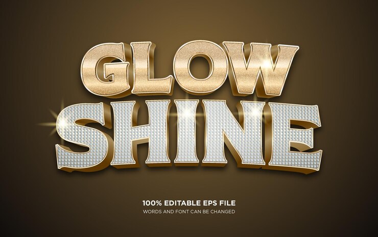 Vector efecto de estilo de texto editable 3d glow and shine