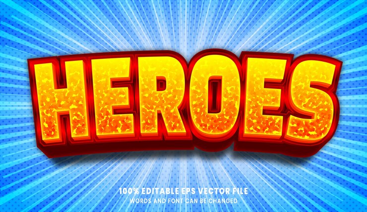 Vector efecto de estilo de texto editable 3d de héroes