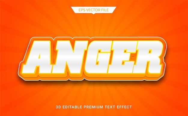Efecto de estilo de texto editable 3d de ira vector premium