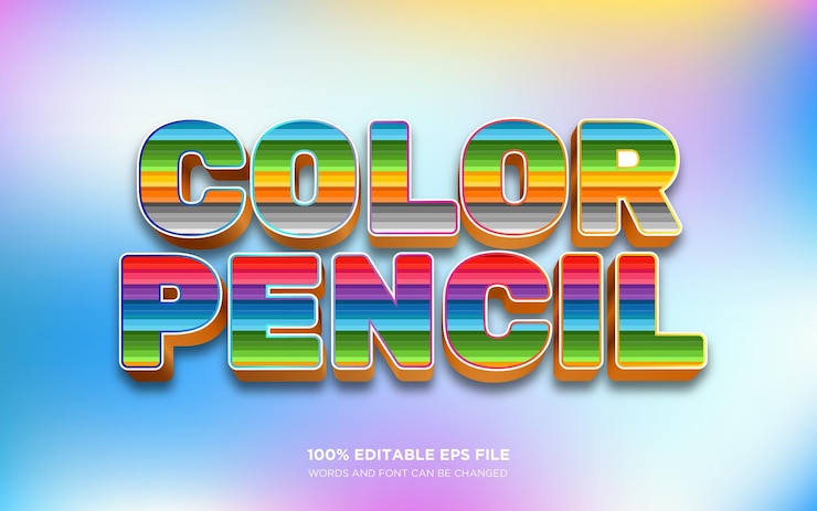 Vector efecto de estilo de texto editable en 3d con lápiz de color