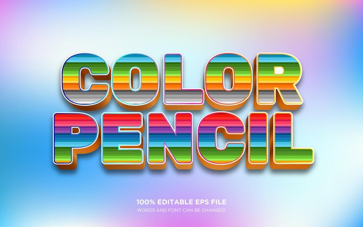 Vector efecto de estilo de texto editable en 3d con lápiz de color