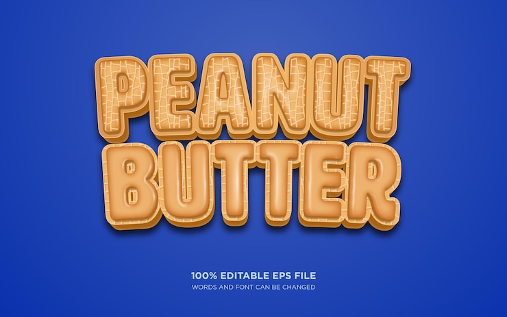 Vector efecto de estilo de texto editable 3d de mantequilla de maní