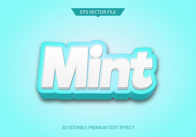 Efecto de estilo de texto editable 3d menta