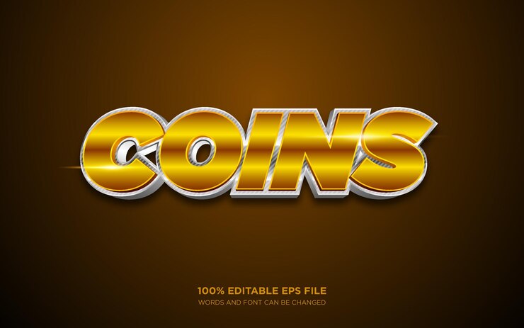 Vector efecto de estilo de texto editable 3d de monedas
