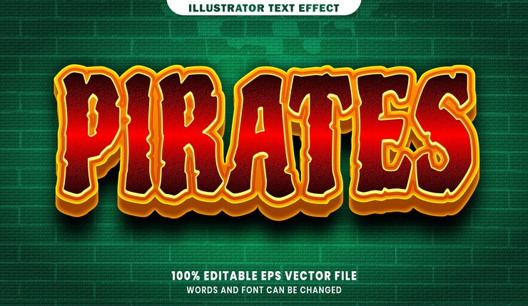 Vector efecto de estilo de texto editable 3d piratas