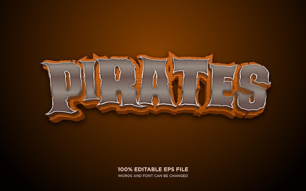 Efecto de estilo de texto editable 3d piratas