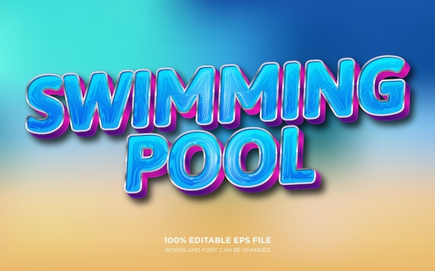 Efecto de estilo de texto editable 3D de piscina