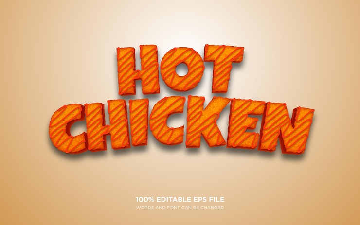 Vector efecto de estilo de texto editable 3d de pollo caliente