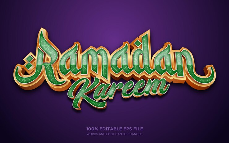 Vector efecto de estilo de texto editable en 3d de ramadán