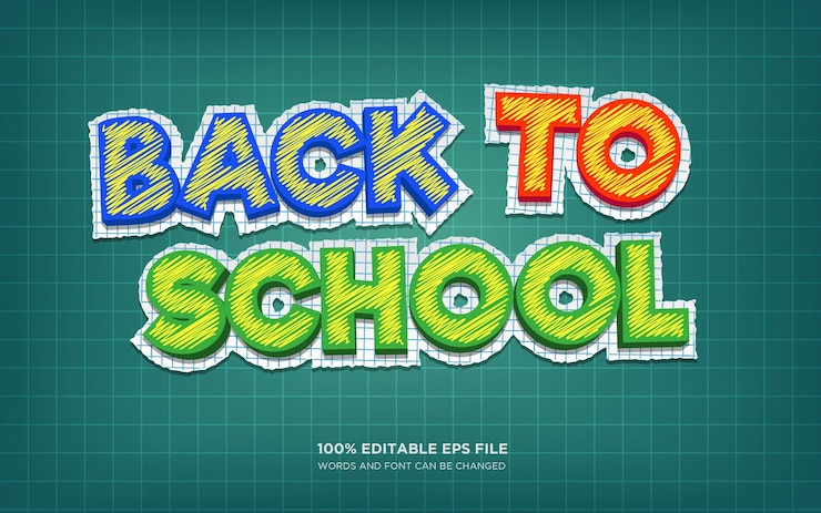Vector efecto de estilo de texto editable 3d de regreso a la escuela