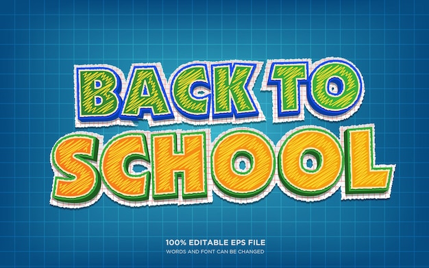 Efecto de estilo de texto editable 3d de regreso a la escuela