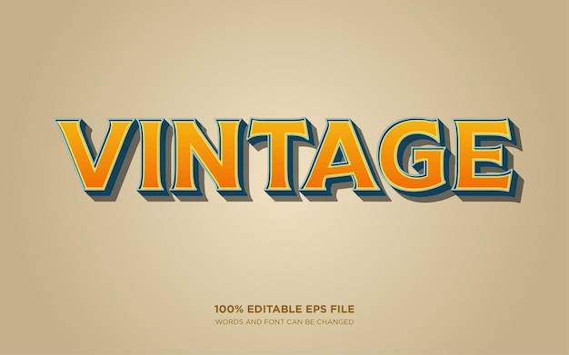 Efecto de estilo de texto editable 3d retro vintage