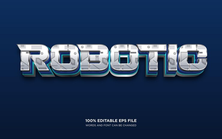 Vector efecto de estilo de texto editable en 3d para robots
