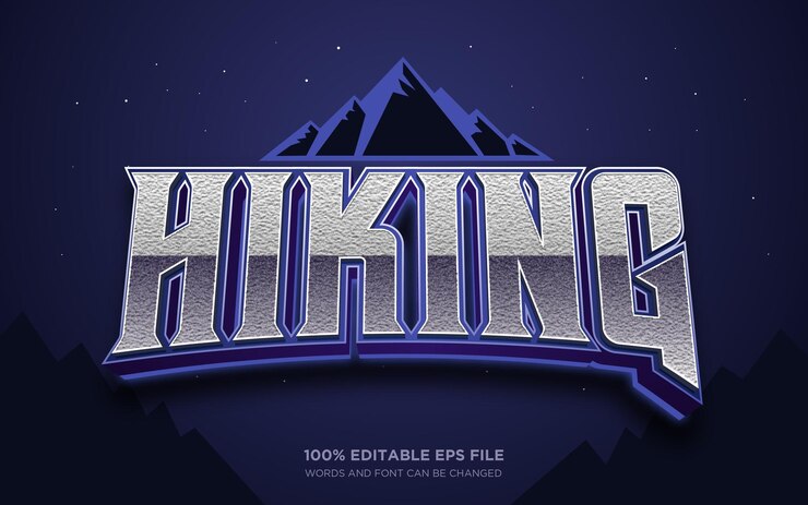 Vector efecto de estilo de texto editable en 3d para senderismo