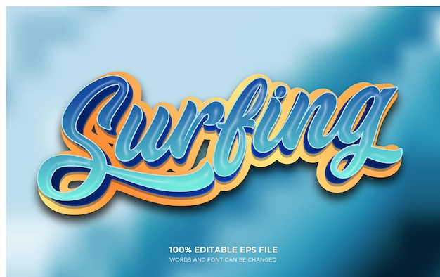 Efecto de estilo de texto editable 3d de surf