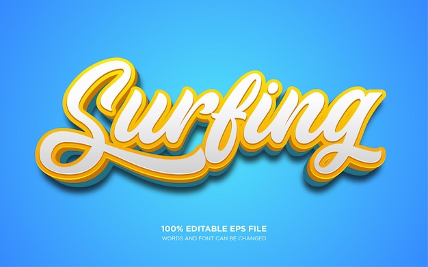 Efecto de estilo de texto editable 3d de surf