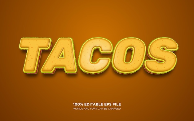 Efecto de estilo de texto editable 3d de taco