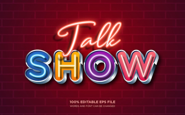 Efecto de estilo de texto editable 3d de talk show