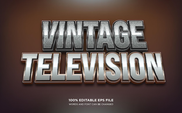 Efecto de estilo de texto editable 3d de televisión vintage