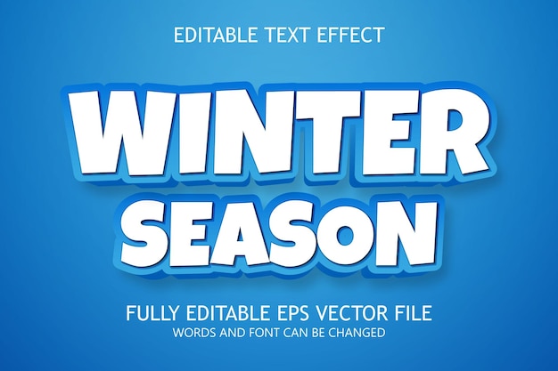 Efecto de estilo de texto editable 3d de temporada de invierno