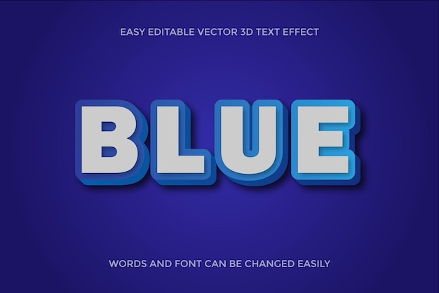 Efecto de estilo de texto editable 3d vector azul