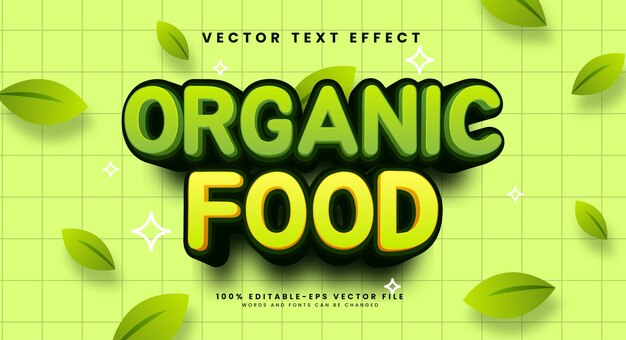 Vector efecto de estilo de texto editable de alimentos orgánicos efecto de texto vectorial con un tema verde natural