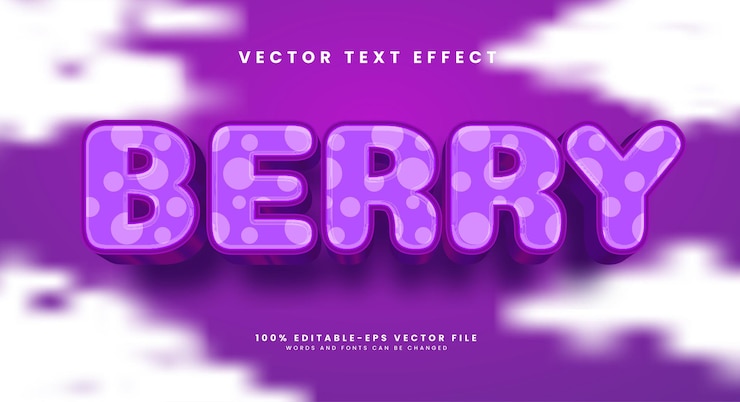 Vector efecto de estilo de texto editable berry efecto de texto vectorial con concepto de lujo