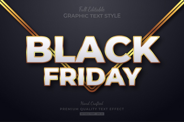 Efecto de estilo de texto editable de black friday gold