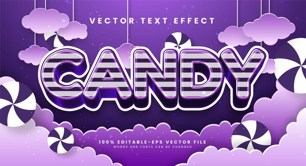 Efecto de estilo de texto editable Candy con tema brillante