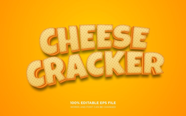 Vector efecto de estilo de texto editable cheese cracker snack