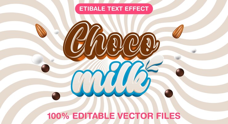 Vector efecto de estilo de texto editable choco milk