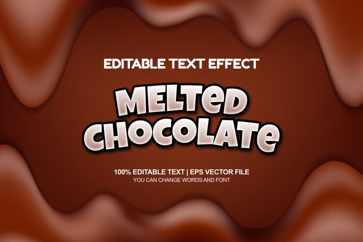 Vector efecto de estilo de texto editable de chocolate con elemento de chocolate derretido