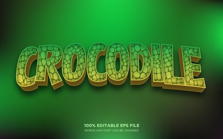 Vector efecto de estilo de texto editable de cocodrilo 3d