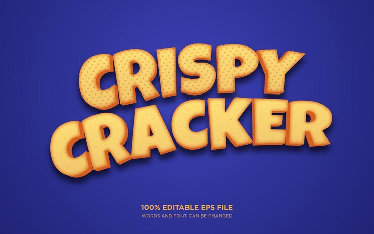Vector efecto de estilo de texto editable crispy cracker snack