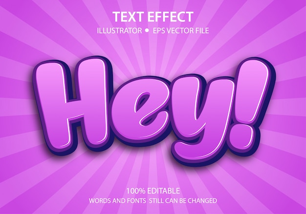 Efecto de estilo de texto editable cute hey premium