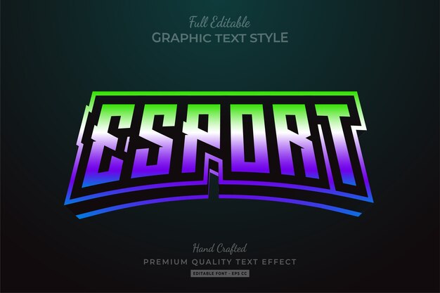 Vector efecto de estilo de texto editable degradado de esport