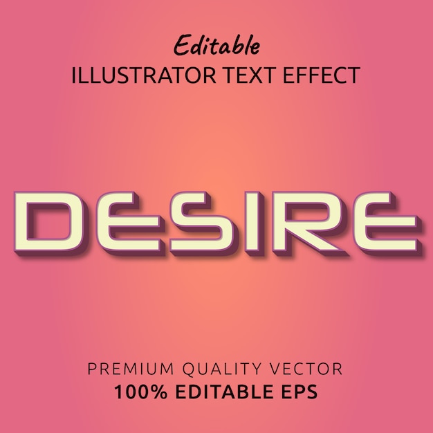 Vector efecto de estilo de texto editable de deseo