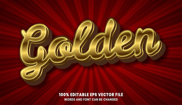 Efecto de estilo de texto editable dorado 3d