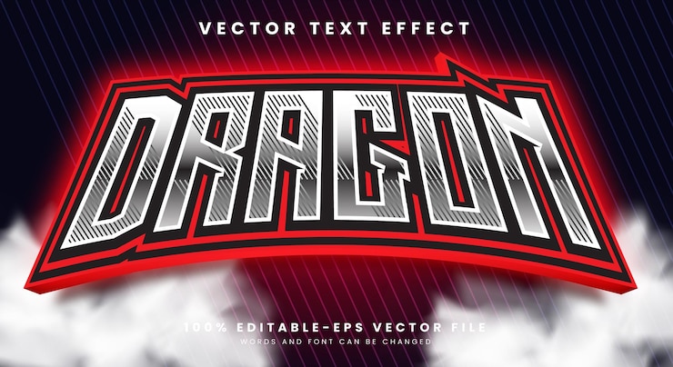 Vector efecto de estilo de texto editable de dragón 3d