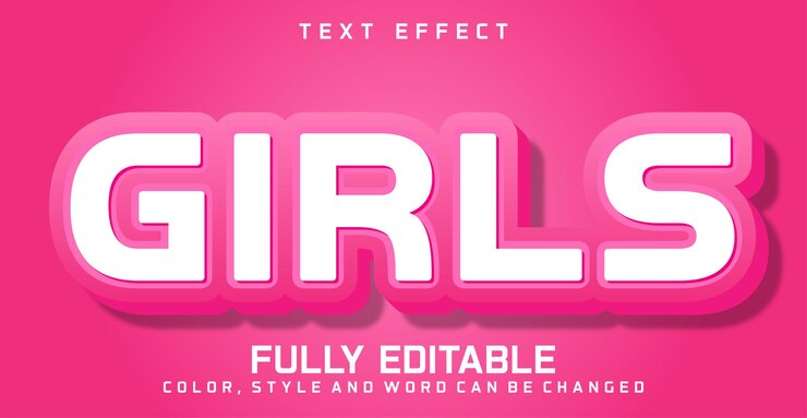 Vector efecto de estilo de texto editable efecto de texto de niñas