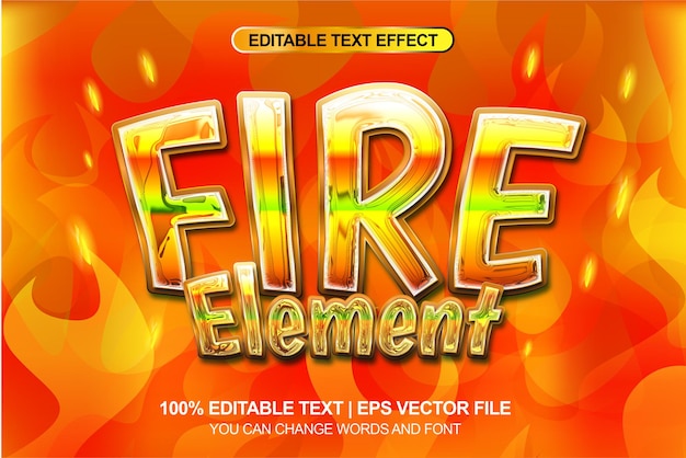 Efecto de estilo de texto editable de elemento de llama de fuego