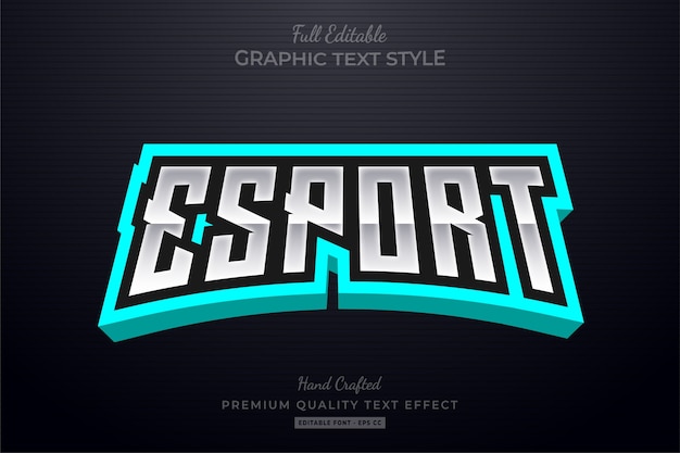 Vector efecto de estilo de texto editable esport turquesa