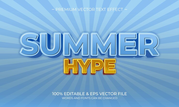 Vector efecto de estilo de texto editable: estilo de tema de verano.