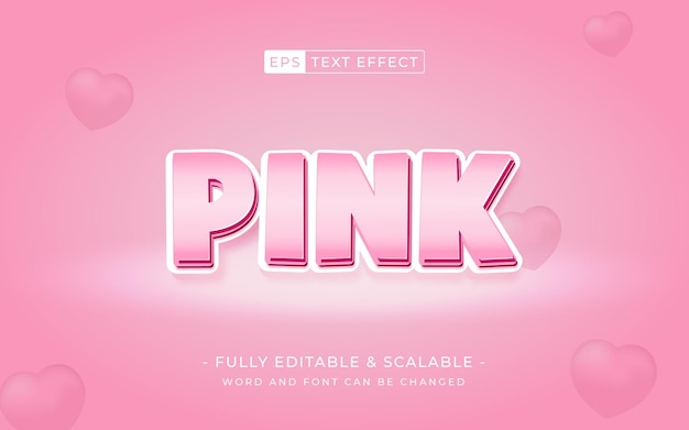 Efecto de estilo de texto editable de estilo de texto 3d rosa