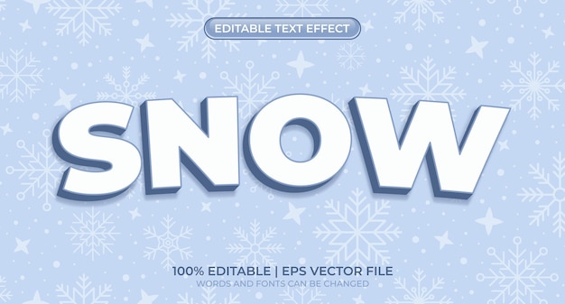 Efecto de estilo de texto editable Estilo de texto de nieve Efecto de texto de nieve Estilo de texto editable congelado y frío Ilustración vectorial