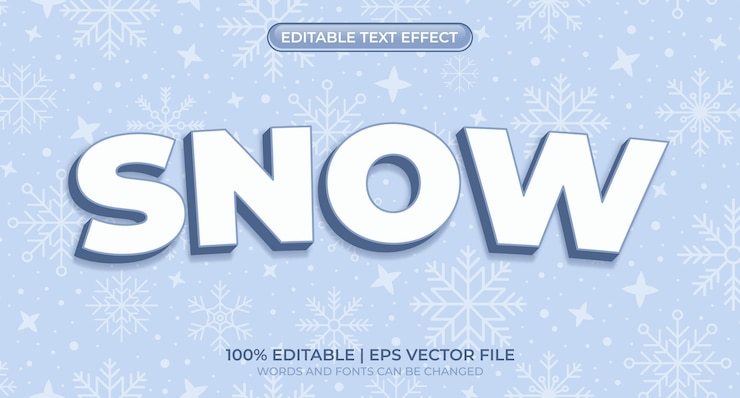 Vector efecto de estilo de texto editable estilo de texto de nieve efecto de texto de nieve estilo de texto editable congelado y frío ilustración vectorial